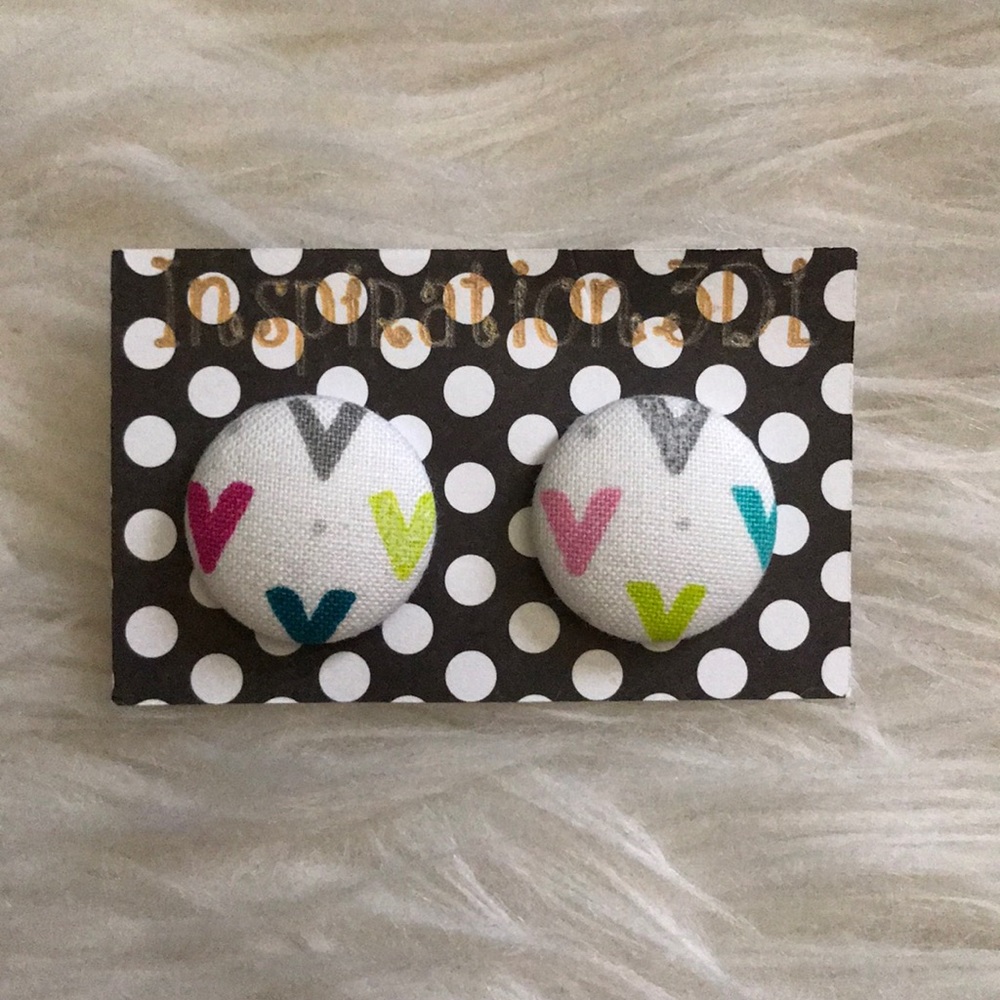 V-Shape Pattern Handmade Button Earrings
